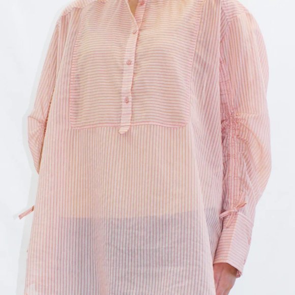 MUNTHE Melia oversized striped tunic blouse top pink stripes lagenlook, size 36 - Picture 15 of 15